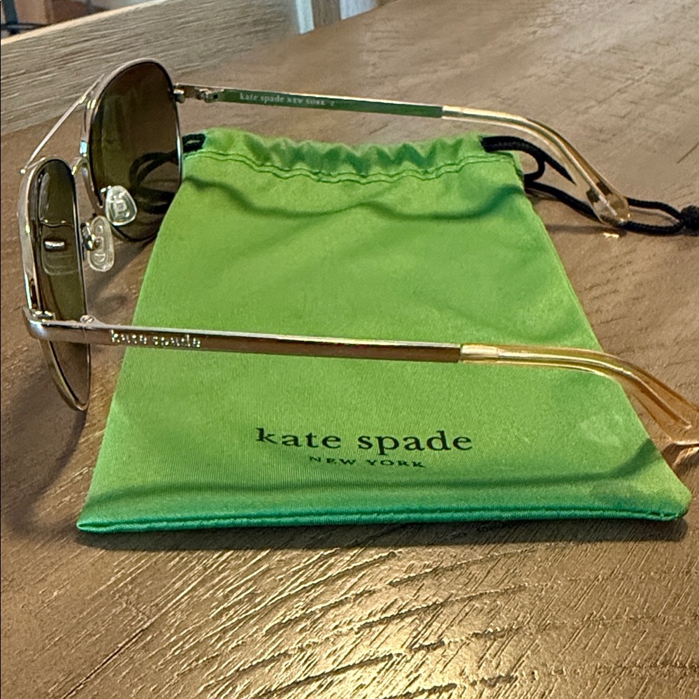 kate spade Silver Aviator Sunglasses with Brown Lenses - Picture 2 of 4